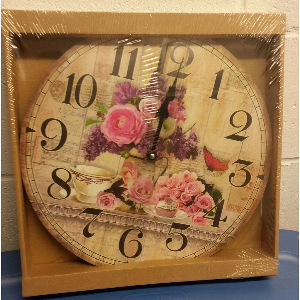Round Wooden Kitchen Wall Decorative Clock, 12